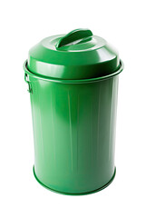 green trash bin isolated on transparent background, generative ai