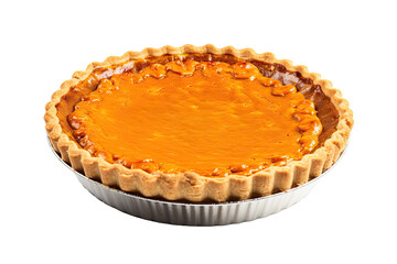 pumpkin pie isolated on transparent background, generative ai