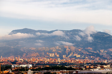 Panoramic sunrise view in Medellin, Colombia