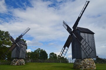 Fototapeta na wymiar The Angla Windmills of Saaremaa Island, Estonia