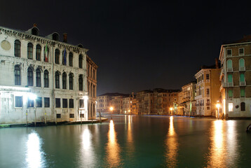 Fototapeta na wymiar Grand Canal at night. Venice, Italy