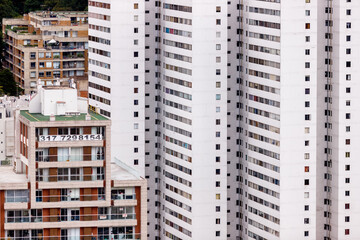 Residential buildings with hill in the background in Bogota, Colombia