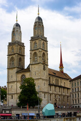 Fototapeta premium Grossmünster church in Zurich, Switzerland