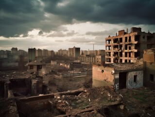 Fototapeta na wymiar Ruined city by war
