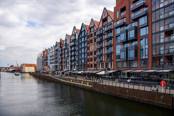 Gdansk with beautiful old town over Motlawa river, Poland