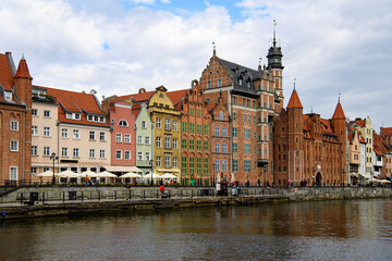 Obraz premium Gdansk with beautiful old town over Motlawa river, Poland