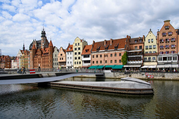 Fototapeta premium Gdansk with beautiful old town over Motlawa river, Poland