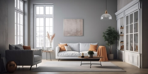 Transitional living room with timeless design and neutral color palette