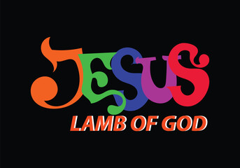 hand drawing word of JESUS LAMB OF GOD