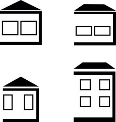  Simple set of house icons with windows and roofs