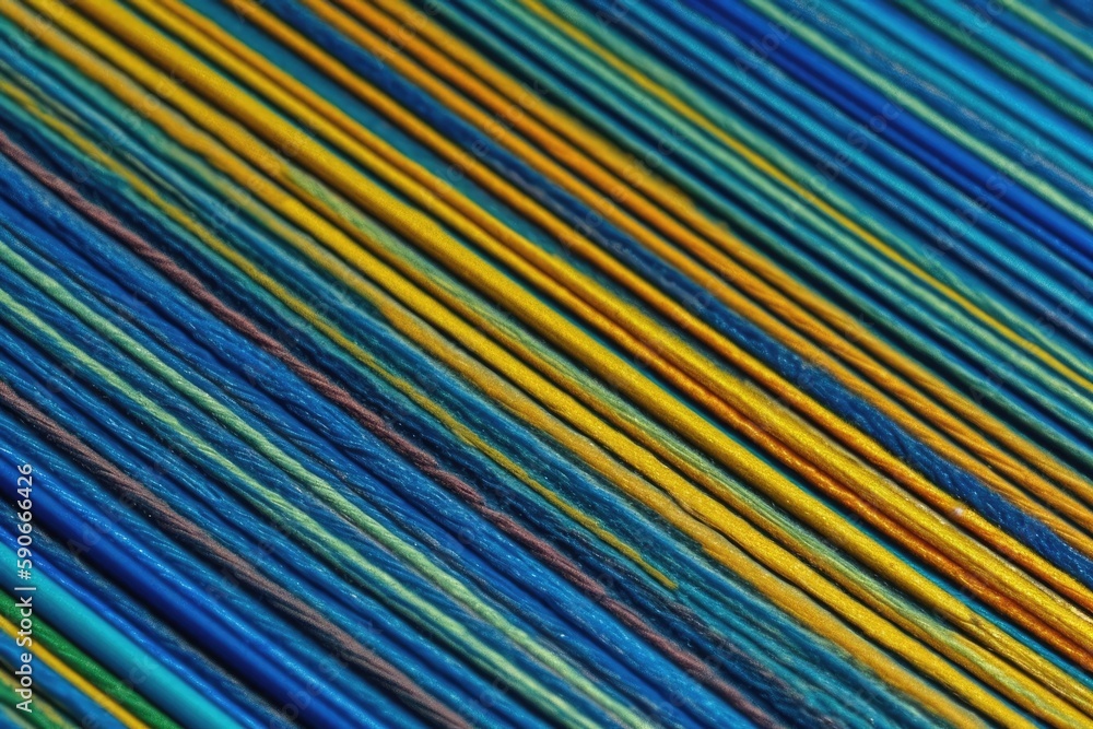 Poster macro view of a colorful thread. generative ai