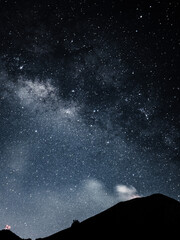 Fototapeta na wymiar Milky Way next to the Popocatépetl volcano.