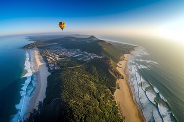 Beach Landscape A breathtaking aerial view of the coastline from a hot air balloon 3- AI Generative