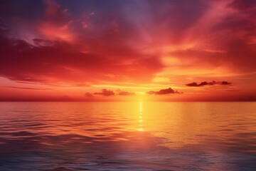 Obraz premium Beach Landscape A spectacular sunset painting the sky in vibrant shades of orange and pink 2- AI Generative