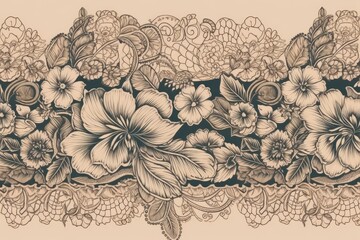 floral and lace pattern on a neutral background. Generative AI