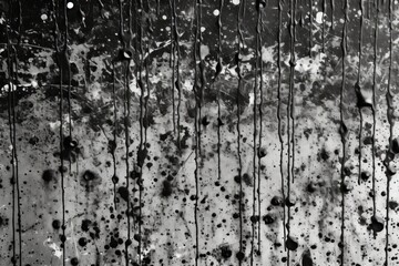 black and white macro photograph of water droplets on a surface. Generative AI