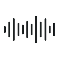 Black sound wave. Music audio frequency, sound line wave, electronic radio signal, volume level symbol. Vector curve radio waves 