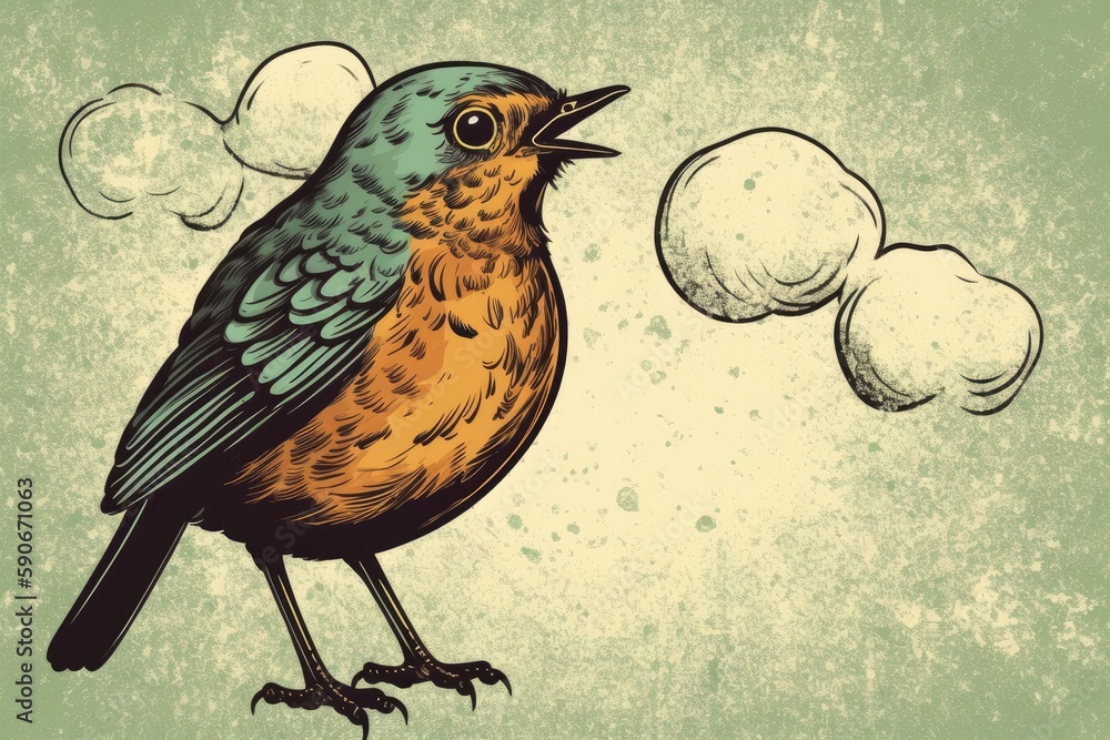 Poster bird perched on a tree branch. generative ai