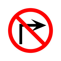 Do not turn righ road sign symbol illustration on white background..eps