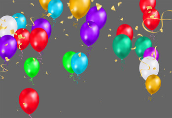 Illustration set party balloons, confetti with space for text. eps.10