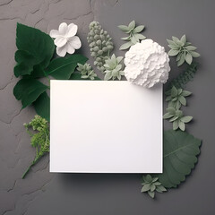 Beautiful white board with leaves and flowers for love letter, Mother's Day, and Valentine's Day. made with GENERATIVE AI
