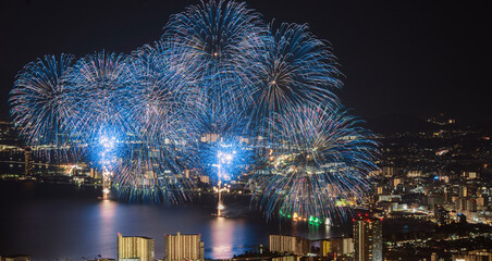 日本で一番大きい湖であるびわ湖の花火大会
