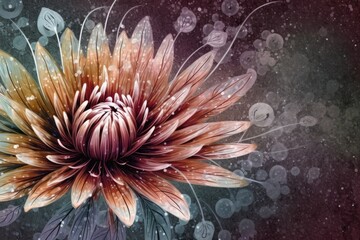 colorful flower painted on a dark background. Generative AI