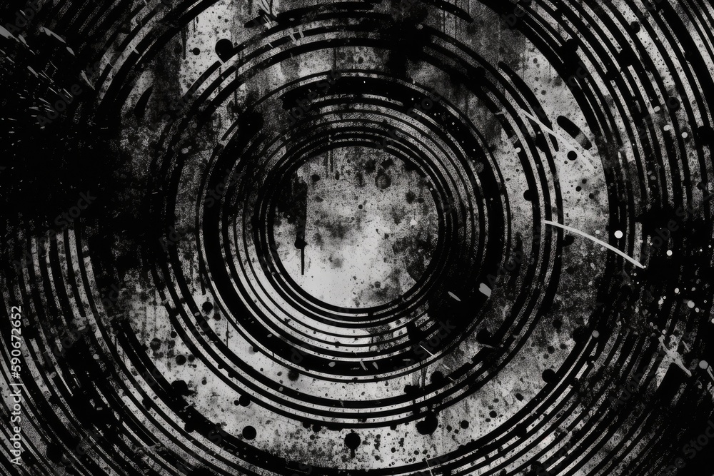 Poster monochrome photograph featuring a circular object. generative ai