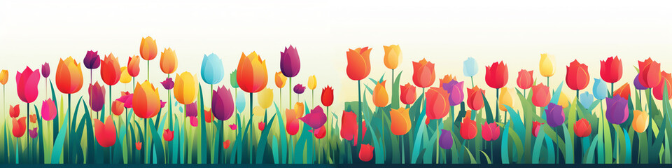 colorful bouquet of tulips vector, in the style of spectacular backdrops, nature-inspired shapes. Generative AI.
