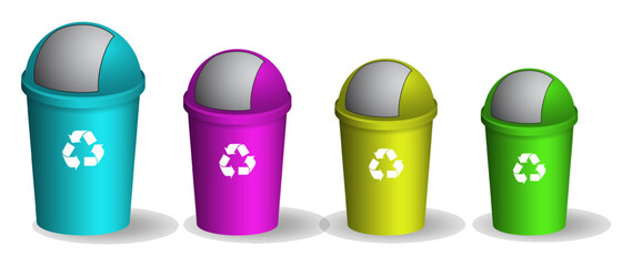 Set of realistic colorful trash bin isolated. eps vector