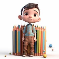 little child with pencils