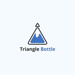 Liquid filled triangular bottle logo. Suitable for chemical products business, science, science institutes, laboratories and bottled water products.