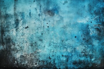 Abstract painting with blue and black color scheme on a wall. Generative AI