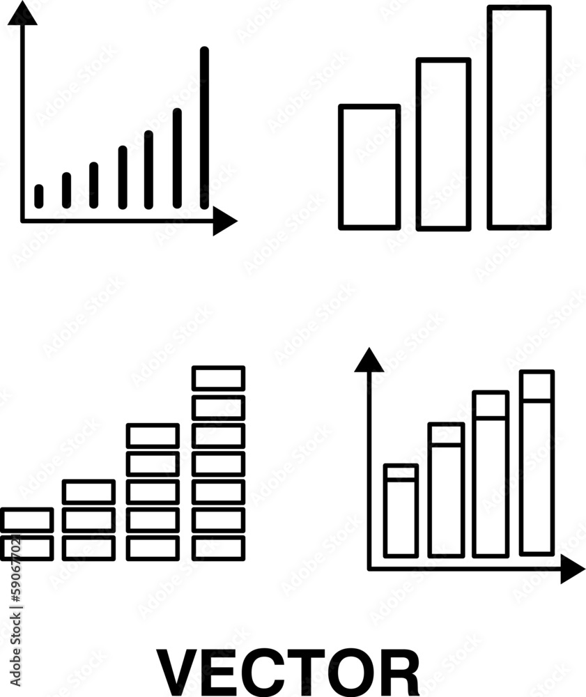 Aufkleber groth barchart and line graph set analysis thin line icon vector