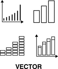 Groth barchart and line graph set analysis thin line icon vector