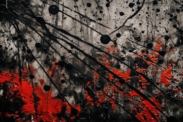 an abstract painting with bold black and vibrant red strokes. Generative AI