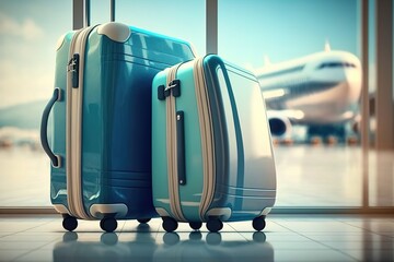 Luggage suitcases. Travel concept. Generative AI