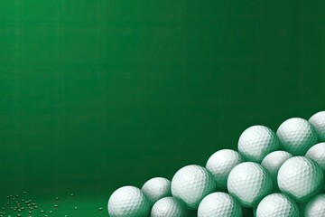 Golf Balls In Corner With Green Background And Backdrop Generative AI