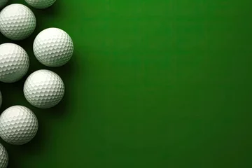 Foto op Aluminium Golf Balls On Side With Green Background And Backdrop Generative AI © Johnathan