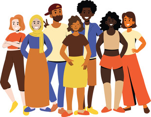 Diverse multiracial and multicultural group of people isolated on white background.