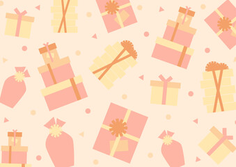ギフトボックス柄のシームレス背景パターンイラスト	