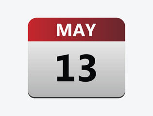 May 13th calendar icon vector. Concept of schedule. business and tasks. vector illustrator.