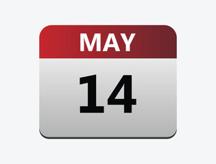 May 14th calendar icon vector. Concept of schedule. business and tasks. vector illustrator.