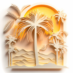 Palm Tree Summer Beach Banner. Generative AI