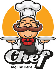 Vector illustration of chef mascot logo with premium quality stock