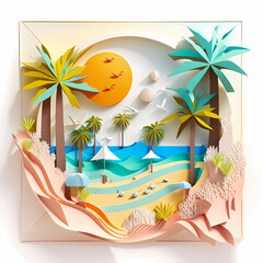 Summer Beach Paper Art Design