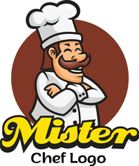 Vector illustration of chef mascot logo with premium quality stock