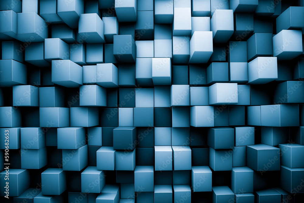 Aufkleber abstract background of cube blocks wall stacking blue design for cubic wallpaper background . admira