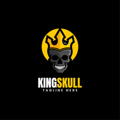 Vector Logo Illustration King Skull Simple Mascot Style.