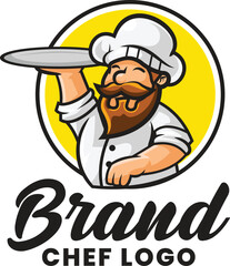 Vector illustration of chef mascot logo with premium quality stock